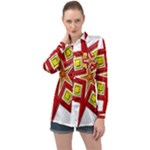 Pattern Tile Decorative Design Star Long Sleeve Satin Shirt