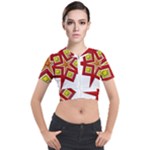 Pattern Tile Decorative Design Star Short Sleeve Cropped Jacket