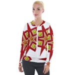 Pattern Tile Decorative Design Star Velvet Zip Up Jacket