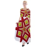 Pattern Tile Decorative Design Star Half Sleeves Maxi Dress