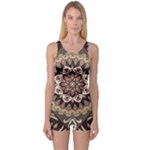 Seamless Pattern Floral Flower One Piece Boyleg Swimsuit