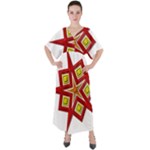 Pattern Tile Decorative Design Star V-Neck Boho Style Maxi Dress