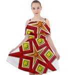 Pattern Tile Decorative Design Star Cut Out Shoulders Chiffon Dress
