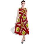 Pattern Tile Decorative Design Star Round Neck Boho Dress