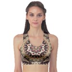 Seamless Pattern Floral Flower Fitness Sports Bra