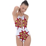 Pattern Tile Decorative Design Star Plunge Cut Halter Swimsuit