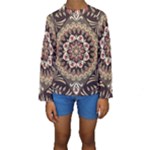 Seamless Pattern Floral Flower Kids  Long Sleeve Swimwear