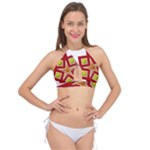 Pattern Tile Decorative Design Star Cross Front Halter Bikini Top