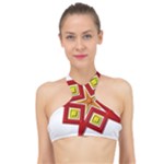 Pattern Tile Decorative Design Star High Neck Bikini Top