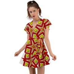 Flutter Sleeve Wrap Dress 