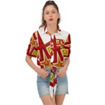 Pattern Tile Decorative Design Star Tie Front Shirt 