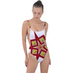 Pattern Tile Decorative Design Star Tie Strap One Piece Swimsuit