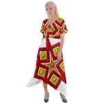 Pattern Tile Decorative Design Star Cross Front Sharkbite Hem Maxi Dress