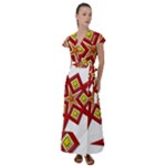 Pattern Tile Decorative Design Star Flutter Sleeve Maxi Dress