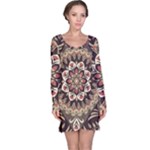 Seamless Pattern Floral Flower Long Sleeve Nightdress