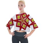 Pattern Tile Decorative Design Star Mock Neck T-Shirt
