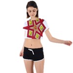 Pattern Tile Decorative Design Star Tie Back Short Sleeve Crop T-Shirt