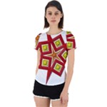 Pattern Tile Decorative Design Star Back Cut Out Sport T-Shirt