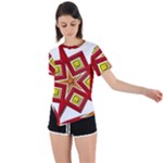 Pattern Tile Decorative Design Star Asymmetrical Short Sleeve Sports T-Shirt