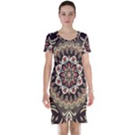 Seamless Pattern Floral Flower Short Sleeve Nightdress