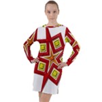 Pattern Tile Decorative Design Star Long Sleeve Hoodie Dress