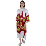 Pattern Tile Decorative Design Star Maxi Satin Kimono