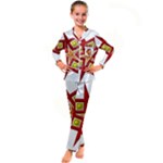 Pattern Tile Decorative Design Star Kids  Satin Long Sleeve Pajamas Set
