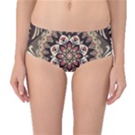 Seamless Pattern Floral Flower Mid-Waist Bikini Bottoms
