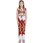 Pattern Tile Decorative Design Star Kids  Sleeveless Ruffle Edge Band Collar Chiffon One Piece