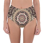 Seamless Pattern Floral Flower Reversible High-Waist Bikini Bottoms