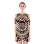 Seamless Pattern Floral Flower Shoulder Cutout One Piece Dress