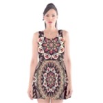 Seamless Pattern Floral Flower Scoop Neck Skater Dress