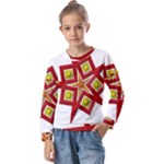 Pattern Tile Decorative Design Star Kids  Long Sleeve T-Shirt with Frill 