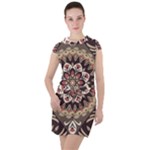 Seamless Pattern Floral Flower Drawstring Hooded Dress