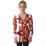 Pattern Tile Decorative Design Star Kids  V Neck Casual Top