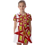 Pattern Tile Decorative Design Star Kids  Short Sleeve Pinafore Style Dress
