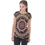 Seamless Pattern Floral Flower Cap Sleeve High Low Top