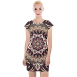 Seamless Pattern Floral Flower Cap Sleeve Bodycon Dress