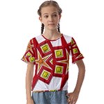 Pattern Tile Decorative Design Star Kids  Cuff Sleeve Scrunch Bottom T-Shirt