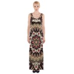 Seamless Pattern Floral Flower Thigh Split Maxi Dress