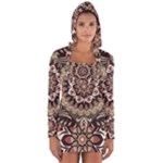Seamless Pattern Floral Flower Long Sleeve Hooded T-shirt