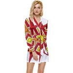 Pattern Tile Decorative Design Star Long Sleeve Satin Robe
