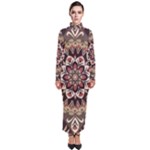 Seamless Pattern Floral Flower Turtleneck Maxi Dress