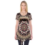 Seamless Pattern Floral Flower Short Sleeve Tunic 