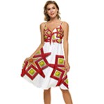 Pattern Tile Decorative Design Star Sleeveless Tie Front Chiffon Dress