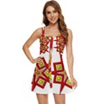 Pattern Tile Decorative Design Star Ruffle Edge Bra Cup Chiffon Mini Dress