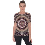 Seamless Pattern Floral Flower Shoulder Cut Out Short Sleeve Top