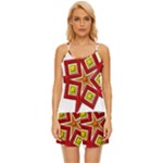Pattern Tile Decorative Design Star Satin Pajama Short Set