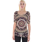 Seamless Pattern Floral Flower Wide Neckline T-Shirt