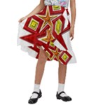 Pattern Tile Decorative Design Star Kids  Ruffle Flared Wrap Midi Skirt